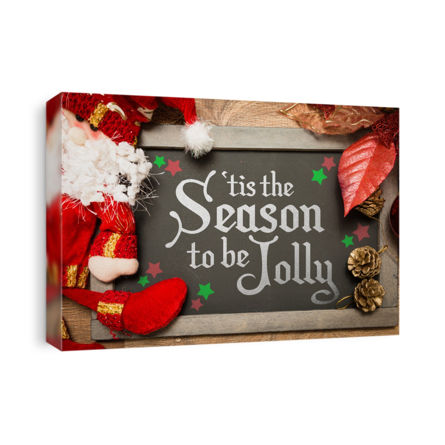 Blackboard with the text: Tis The Season to be Jolly in a christmas conceptual image